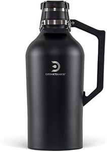 DrinkTanks Craft Growler, Passivated Stainless Steel Growlers for Beer, Leakproof and Vacuum Insulated Beverage Tumbler, Easy-to-Use Soda, Wine, or Coffee Tumbler with Handle, Obsidian, 128 Oz