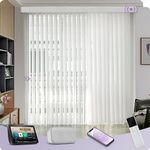 Graywind Motorized Sheer Vertical Blinds Compatible with Alexa Google Smart Sheer Curtain Drapery Privacy Light Filtering Remote Control Vertical Shades, Custom Width Up to 157", Snow