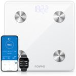 RENPHO Digital Scale for Body Weight and Fat, Smart Scale BMI Bathroom Elis 1 Weight Scales for People, Body Fat Scale with Body Composition Monitor, 400 lbs, White