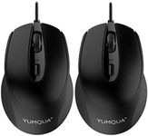 YUMQUA G222 Wired Computer Mouse 2 Pack, Silent USB Optical Corded Mouse with 2 Adjustable DPI(800/1200), Home Office Mouse for Laptop PC Desktop Computer, Fits Left & Right Handed Users