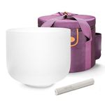 TOPFUND 440 Hz Perfect Pitch F Note Crystal Singing Bowl Heart Chakra 10 inch with Heavy Duty Carrying Case