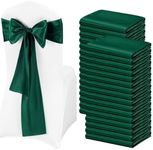 100Pcs Forest Green Satin Chair Sashes Ties, Satin Chair Sashes Bows Chair Cover Back Tie Supplies for Wedding Reception Events Banquets Party, Hotel Event, Chairs Decoration