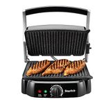 Starfrit The Rock Electric Panini Grill - 14" x 12" - Rock.Tec Non-Stick Cooking Surface - Opens 180 Degrees