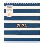 Busy B Desktop Calendar January to December 2024 - Navy Stripe - Desk Planner with Pockets & Built-in Stand. Perfect for Office and Desk Organisation