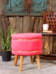 Shadowkart Pouffes Sitting Stool for Living Room, Mudda Puffy Wooden Ottoman Stools, Pouffe Footstool, Pouf for Office Home Decoration & Dressing Table, 16x16x18 Inch, Baby Pink