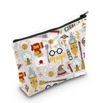 WZMPA Magic Wizard Cosmetic Makeup Bag Magic Movie Inspired Gift Wizard School Zipper Pouch Canvas Bag For Wizard Series Fans, Magic White, Fit