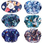Geyoga 5 Pieces Bouffant Caps with Button and Sweatband, Adjustable Working Hats Nurse Caps for Women Men, 5 Styles (Fantasy Theme Pattern)