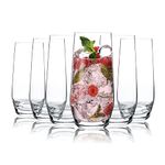 D.M DESIGN·MASTER [6 Pack,18.6 OZ] - Large Tall Glass Cups, Lead-Free Highball Drinking Glasses, Clear Mixed Drinking Glasses, Dishwasher Safe, Ideal for Mojito,Water, Juice, Beer, and Cocktail.