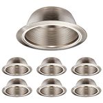 TORCHSTAR 6 Inch Recessed Can Light Trim with Satin Nickel Metal Step Baffle, Detachable Iron Ring Included, Fit Halo and Juno Remodel Recessed Housing, Pack of 6