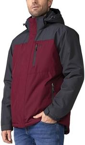 Free Country Men's Winter Ski Jacket Water and Wind Resistant Coat Warm Insulated Hooded for Men-Wine-Size XXL