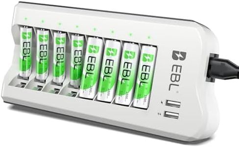 EBL Battery Charger with AA AAA Batteries - 8Bay Battery Charger and 4pcs AA Rechargeable Batteries 2800mAh & 4pcs AAA Battery NiMh Battery