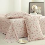 Story@Home King Size Bedsheet | Cloud Cotton Flatsheet King Size with Two Pillow Covers| Super Soft Bed Sheet for King Size Bed | Floral Design (270 x 250 cm, Pastel Pink)