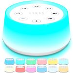 ColorsNoise Sound Machine and White Noise Machine with 30 Soothing Sounds with 12 Colors Baby Night Light with Memory Function (T-White)