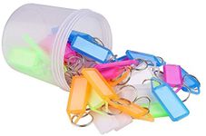 HOUSEHOLD CULTURE Plastic Multicolor 50 Pieces Keyring & Keychain Travel Accessories With Name Tag Labels (Pack Of 01)