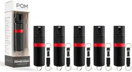 POM Pepper Spray Keychain, Quick Key Release for Instant Access, Flip Top Safety, Maximum Strength OC Formula with UV Marking Dye, 25 Bursts, 10 ft Range, 0.5 fl oz