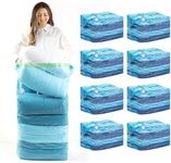 LEVERLOC 8 Pack Space Saver Vacuum Storage Bags, Blue Jumbo Cube 31x40x15 inch, Extra Large Vacuum Sealed Bags for Beddings Blankets Comforters Quilts Duvets Pillows, Closet Organizers and Storage