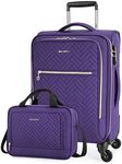 BAGSMART Carry On Luggage 20 Inch, Expandable Suitcase, Luggage with Duffel Airline Approved Rolling Softside Lightweight Suitcases with Front Pocket for Women Men, Carry-On Purple