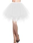 DRESSTELLS Women Tutu Skirts Short Tulle Skirt Girl Skirts High Waist Mesh Petticoat for Prom Party White XL