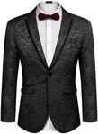 COOFANDY Men's Floral Suit Jacket Embroidered Wedding Blazer Party Dinner Tuxedo