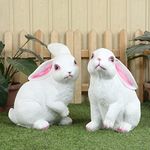 Wonderland Resin Very Big Set Of 2 Rabbits Garden Statue (For Indoors And Ourdoor/Balcony Decor Items), Multicolour