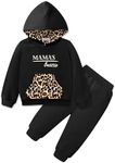 Arshiner Girls Legging Sets Fashion leopard Printed Pullover Hoodie Sweatshirts and Black Leggings 2Pcs Outfit for Girls 5-6Y