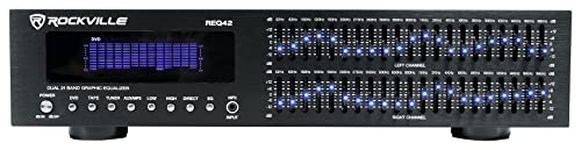 Rockville REQ42-B Black 19" Rack Mount 2 x 21 Band Equalizer with Spectrum Analyzer