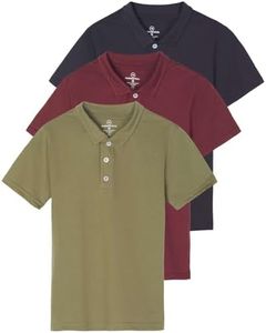 Real Essentials 3 Pack Boys Uniform Short Sleeve Polo Shirts T Kids Button Tops Tees Childrens Plain Girls Graduation Youth School Collared Cotton Summer Teen, 6-7