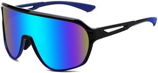 FEISEDY Sports Sunglasses for Men and Women,Oversized One Piece Reflective Lens Cycling Sunglasses B0178