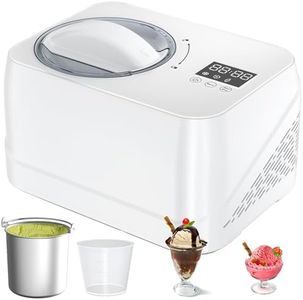 Ice Cream Maker with Compressor, 1L No Pre-freezing Ice Cream Machine, 3 in 1, with Measuring Cup/Scraper/Recipe, Homemade Ice Cream/Gelato