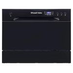 Russell Hobbs Table Top Dishwasher Compact Mini with 6 Place Settings, LED Display, Button Control, 6 Programmes, Portable & Efficient, 24hr Timer, Rinse & Eco Mode in Black, RH6TTDW0D1B