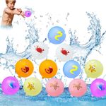 Reusable Water Balloons 12 Pack, Self Sealing & Quick Fill Water Balloons, Latex-Free Silicone Water Toys for Kids and Adults, Pool Toys Forsupplies for Family Outdoor Garden Beach Summer Games