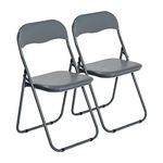 Harbour Housewares Coloured Padded Folding Chairs - Grey - Pack of 2