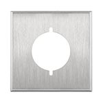 ENERLITES 2.125" Diameter Single Hole Receptacle Outlet Metal Wall Plate, Corrosive Resistant, Size 2-Gang 4.50" x 4.57", 7772, 430 Stainless Steel, UL Listed, Silver