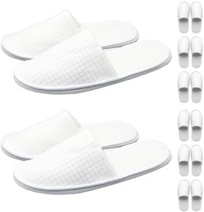 HJORZMM Disposable Slippers for Guests - 8 Pairs, Non-Slip Polar Fleece, Washable Reusable Slippers for Hotel, Guest, Travel, Bride, Women and Men