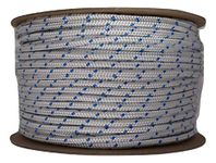 1/4" by 300' Polyester Braided Rope, White/Blue