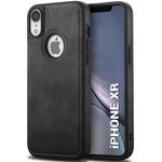 TheGiftKart Genuine Leather Finish Back Cover Case for iPhone XR | Shockproof Design | Raised Edges for Camera & Screen Protection | Stunning Minimalist Design Back Case Cover for iPhone XR (Black)