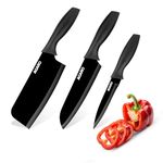 AGARO Royal 3in1 Kitchen Knife Set, Stainless Steel 3 Piece Set, Sharp Blades with Ergonomic Handle for Home Kitchen and Restaurant, Black