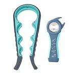 Jar Openers,Can Openers,Bottle Openers for Seniors & Weak Hand and Arthritis Sufferers,Sorxine Jar & Bottle Opener Gripper 4-in-1 and 5-in-1 Multi Kitchen Tools Set,2 pack (Blue)
