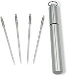 4 Pieces Titanium Toothpicks Set With Stainless Toothpick Holder for Keychain-Portable Outdoor Non-Toxic Reusable Toothpicks- Ideal for Camping, Fruit Picks,Pill Container- Great Christmas Giveaways