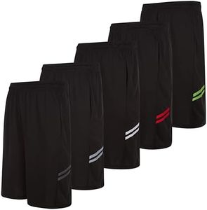 DARESAY Mens Athletic Shorts with Pockets - Dry Fit Mens Shorts - Active Workout & Sports Shorts for Men (5 Pack)