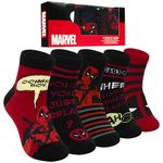 Marvel Mens Ankle Socks, Soft and Breathable Socks Pack of 5 - Gifts for Him (Black/Red Deadpool)