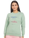 Qube By Fort Collins Women's Fleece Hooded and Crew Neck Sweatshirt(305 SMU-New Green-L_New Green_L)