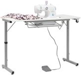 Rollaway II Compact Portable Folding Sewing Table, Silver/White