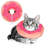 BEAUTYZOO Cat Cone Collars Soft, Cat Recovery E Collars After Surgery to Stop Licking, Adjustable Elizabeth Circle Collar Cute Pet Donut Pillow for Cats Kitten Small Dogs, Pink S