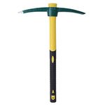 KINJOEK 17.7 Inch Pick Mattock Hoe, Forged Weeding Pickaxe Garden Pick Axe with Fiberglass Handle for Digging, Loosening Soil, Gardening, Camping or Prospecting