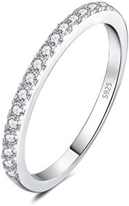 JewelryPalace Demi Eternel Empilable Bague Taille Rond Moissanite Pierre Argent Massif 925 Femme, Mode Or Blanc 14k Bague fin Anneau Fiançailles Mariage Promise Alliance, Ensemble Bijoux Mariee