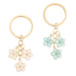 Ouligay 2pcs Flower Keychain, Cute Key Chains, Key Chain Charm, Womens Keychains For Car Keys, Keychain Accessories for Women Gifts Purse Bag Accessories(White And Blue)