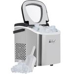 Deco Compact Countertop Ice Maker, 26LBs in 24HRs, 9 Bullet Ice Cubes Ready in 6 Minutes, Lightweight and Portable with Handle, Ice Basket, and Ice Scoop, Stainless Steel