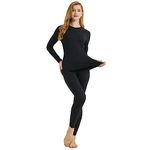 LNFINTDO Womens Thermal Underwear Set Winter Long Johns Top and Bottoms for Ladies Black