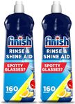 Finish Dishwasher Rinse & Shine Aid | Lemon | 800ml Each | Pack of 2 | 2 x 800ml | For Drier Glasses and Spot Prevention